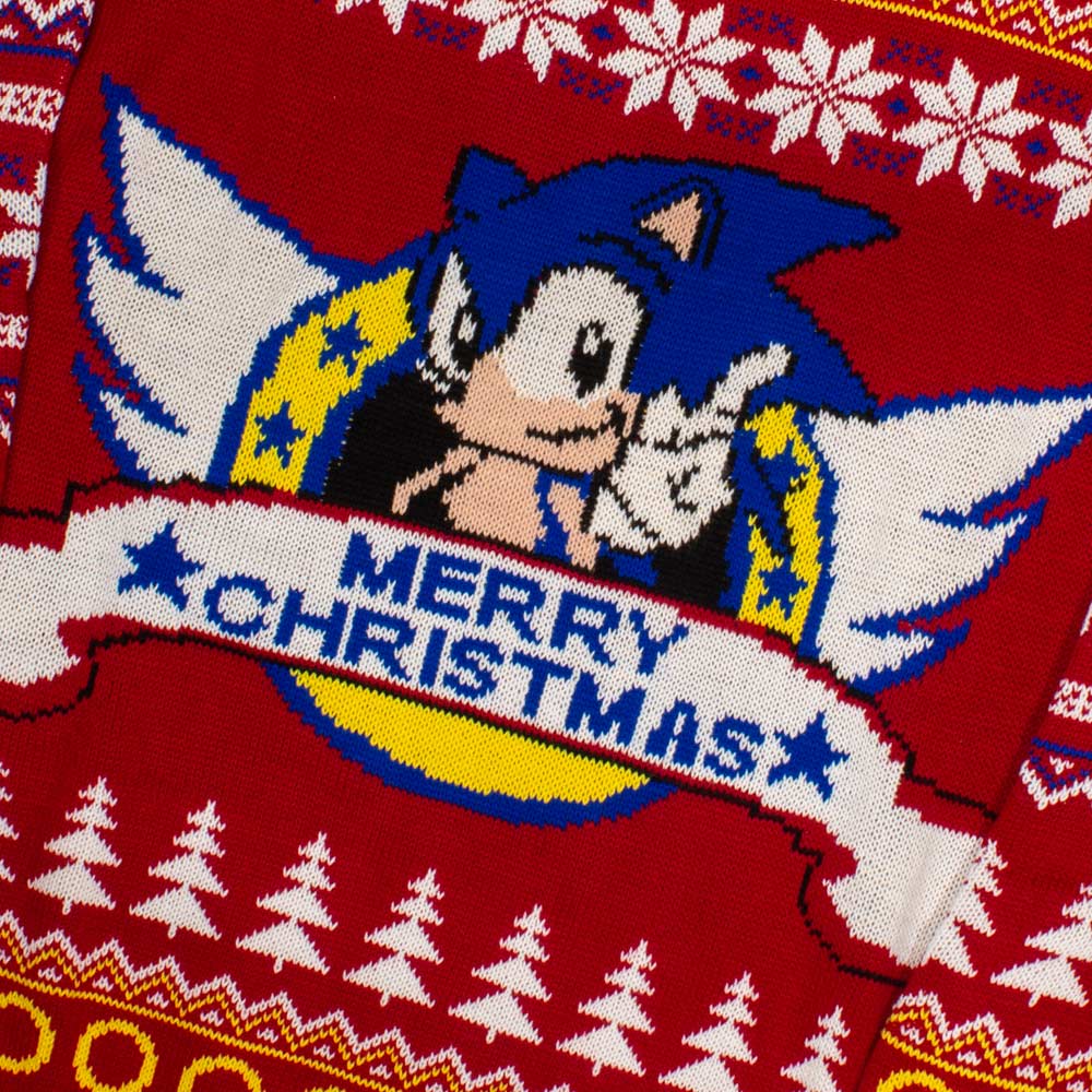 Sonic Merry Christmas Retro Style Ugly Christmas Sweater - Mugteeco